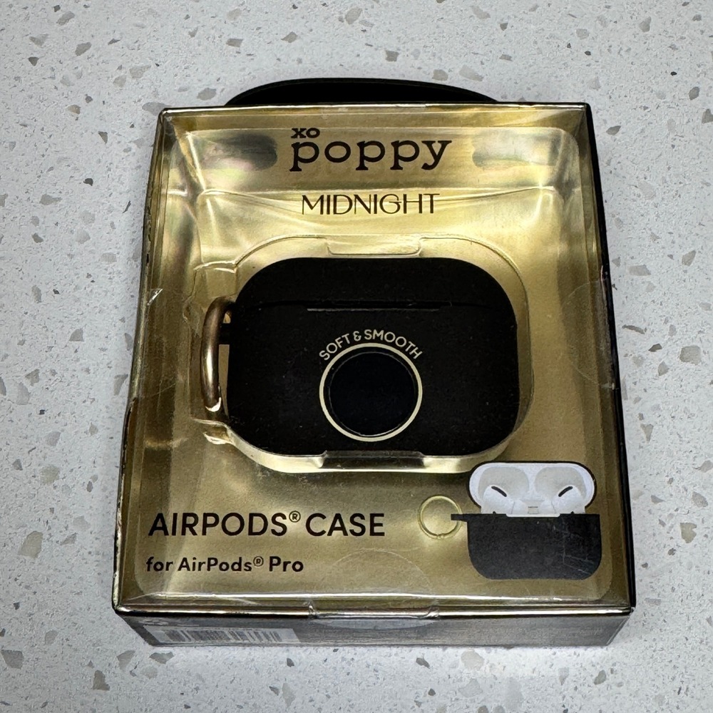 XO Poppy Midnight AirPods Pro Case Black Soft Touch Shockproof NIB